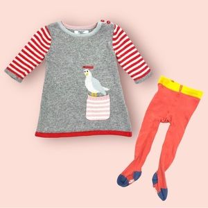Baby Boden Sweater Dress with Tights 0-3 Months